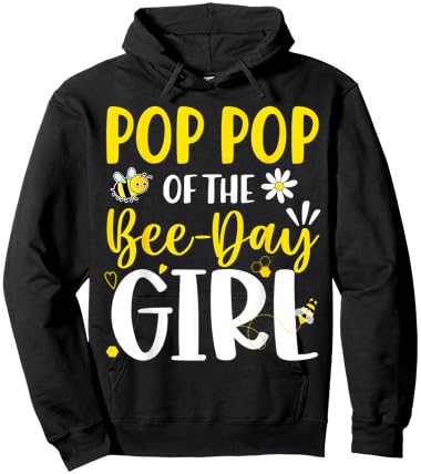 Pop-Pop of The Bee Day Girl Birthday Party Family Matching Hoodie - Hoodie | Black