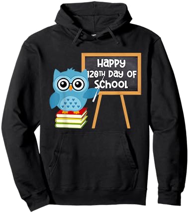 Happy 120th Day Of School Owl Teacher 120 Days Of School Women Kids Hoodie - Hoodie | Black
