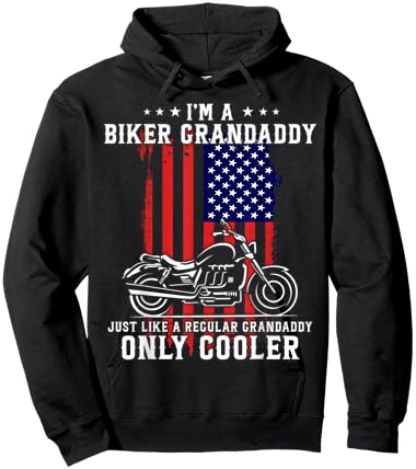 American Flag I'm A Biker Grandaddy Like A Normal Grandpa Hoodie - Hoodie | Black