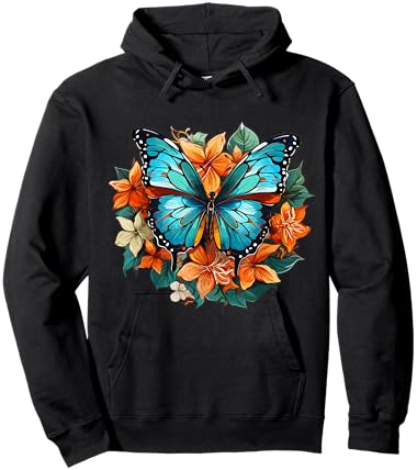 Colorful Butterfly I Flower Butterfly Hoodie - Hoodie | Black