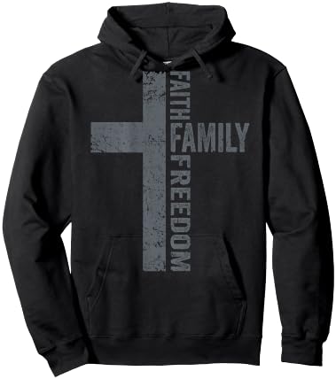 Faith Family & Freedom - Patriotic Christian Cross - ON BACK Hoodie - Hoodie | Black