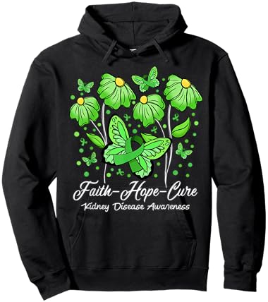 Faith Hope Cure Flower Butterfly Kidney Disease Awareness Hoodie - Hoodie | Black