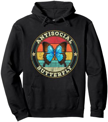 Antisocial Butterfly Vintage Retro Introvert Hoodie - Hoodie | Black