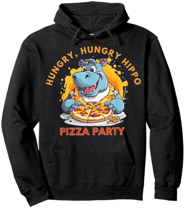 Hungry Hungry Hippo Pizza Party Hoodie - Hoodie | Black