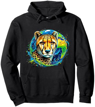 Cheetah Earth Day 2024 Save The Planet Colorful Hoodie - Hoodie | Black