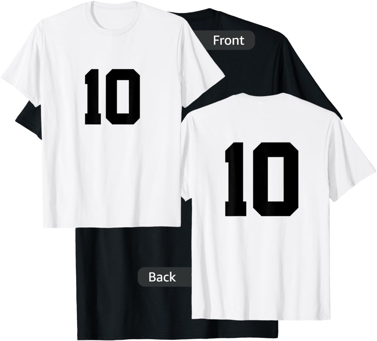 Number 10 (on Front / Back) Sports Team Jersey Number T-Shirt - T-Shirt | Black