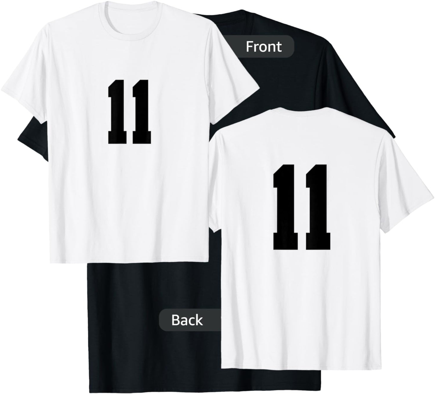 Number 11 ( on Front / Back) Sports Team Jersey Number T-Shirt - T-Shirt | Black