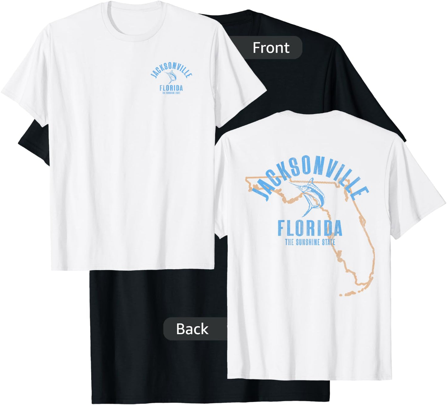 Jacksonville Florida FL Retro Vintage Beach Front & Back Women T-Shirt - T-Shirt | Black