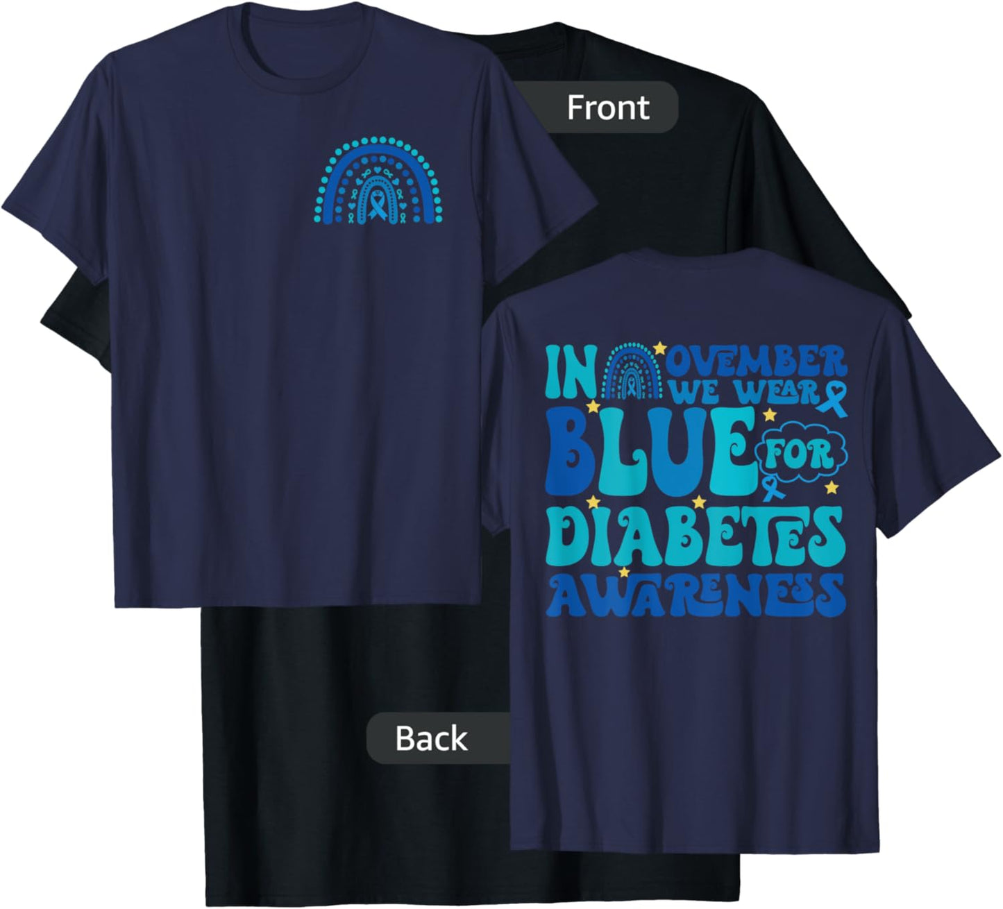 Groovy In November We Wear Blue Diabetes Awareness (2sided) T-Shirt - T-Shirt | Black
