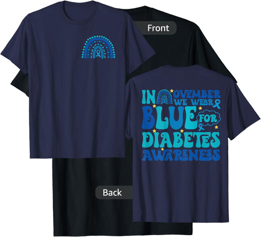 Groovy In November We Wear Blue Diabetes Awareness (2sided) T-Shirt - T-Shirt | Black