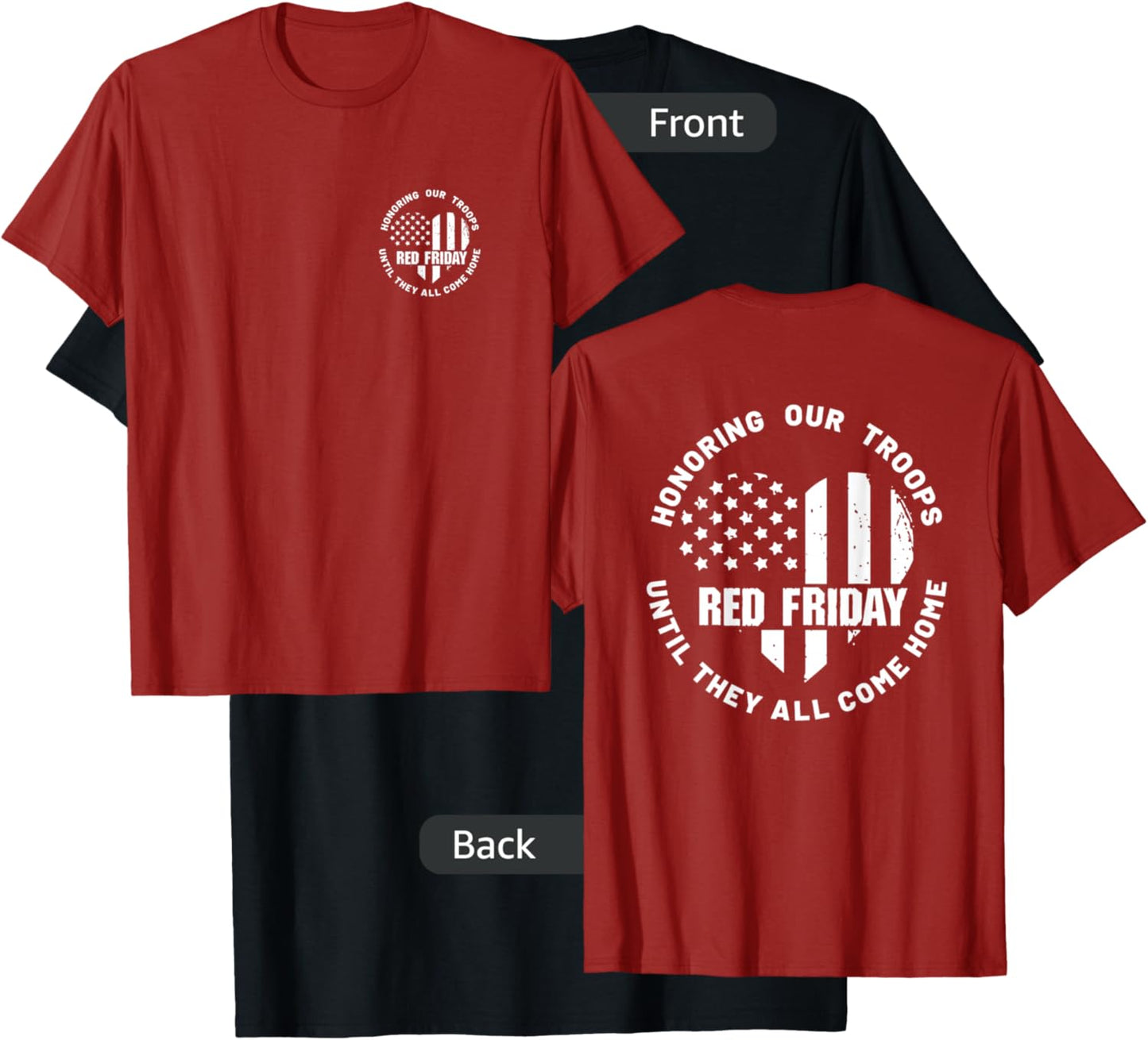 (2 Sided Print) Wear Red on Friday - US Military Deployed T-Shirt - T-Shirt | Black