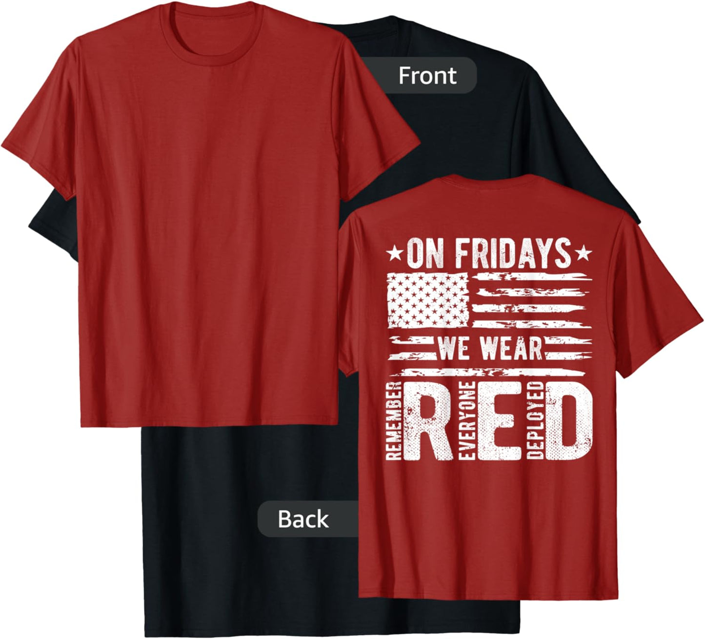 On Fridays We Wear Red Friday American Flag Military Support Men T-Shirt - T-Shirt | Black