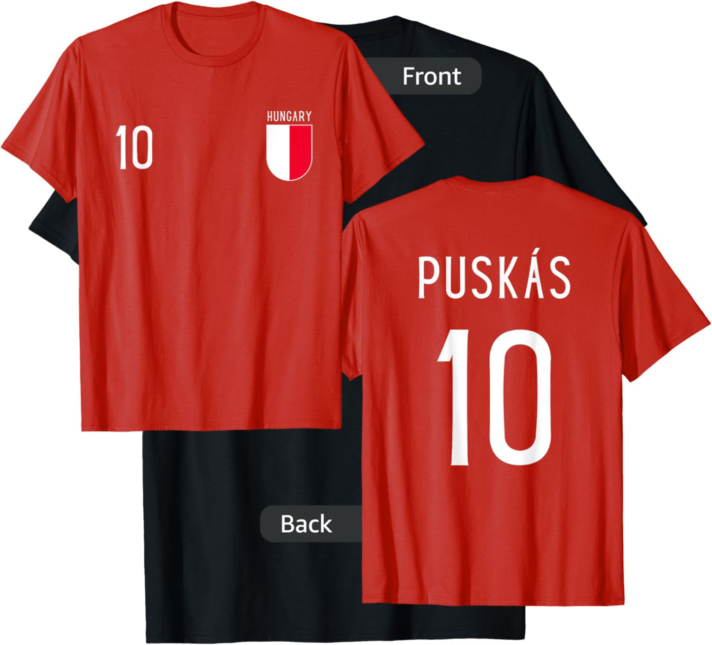 Hungary Number 10 Jersey Football # Ten Hungarian T-Shirt - T-Shirt | Black