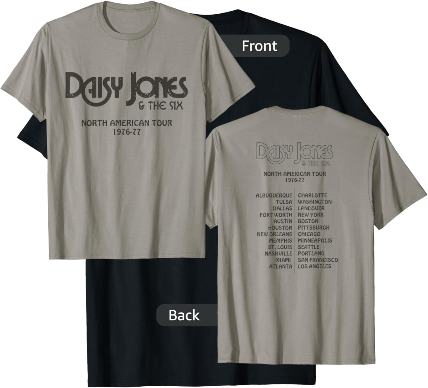 Daisy Jones & the Six - North American Tour 1976-77 Vintage T-Shirt - T-Shirt | Black