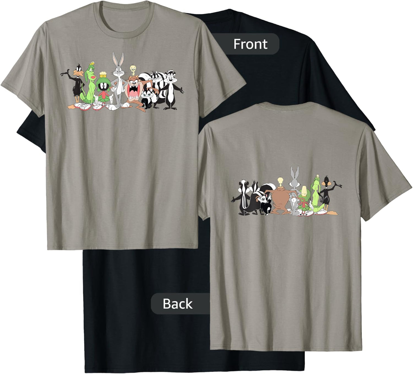 Looney Tunes Group Shot Line Up Front & Back T-Shirt - T-Shirt | Black