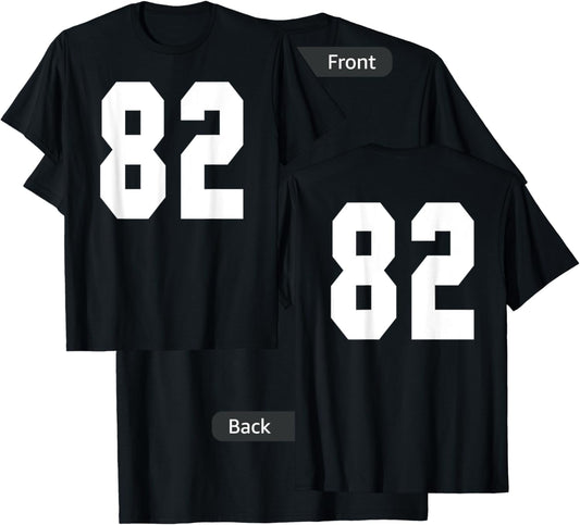 # 82 Team Sports Jersey Front & Back Number Player Fan T-Shirt - T-Shirt | Black