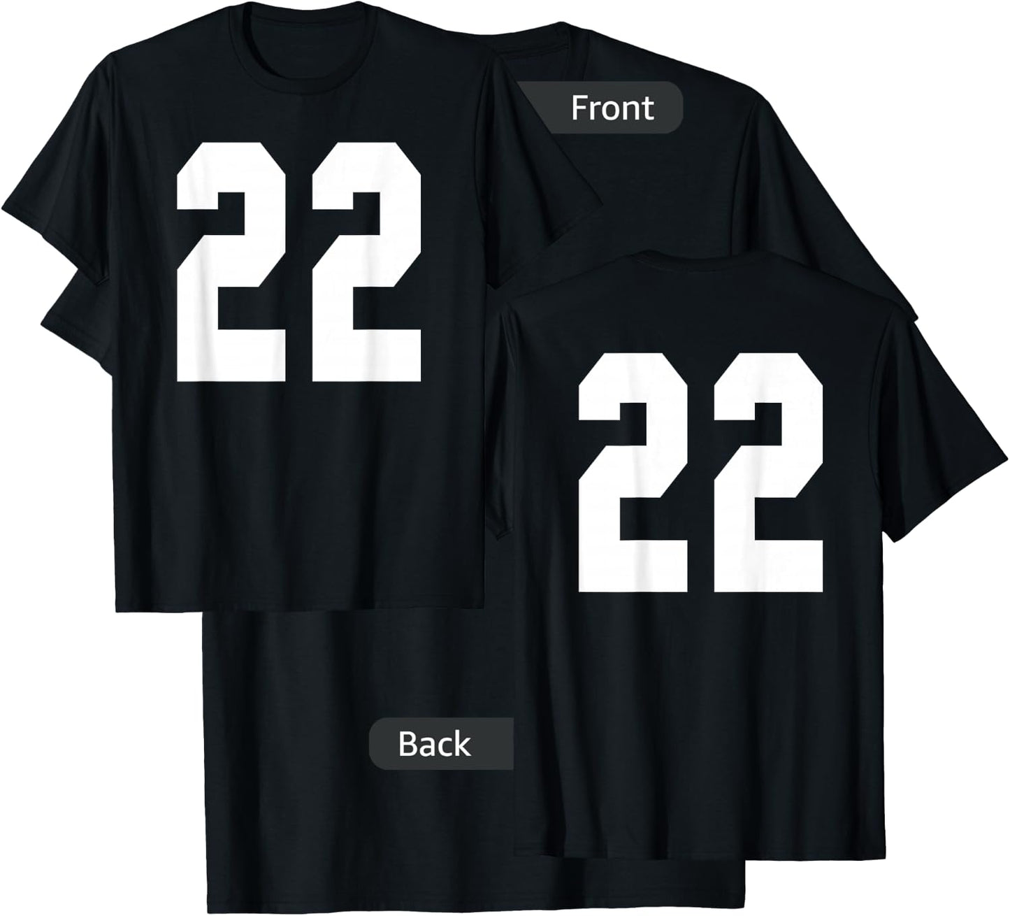 # 22 Team Sports Jersey Front & Back Number Player Fan T-Shirt - T-Shirt | Black