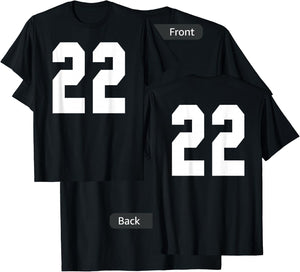 # 22 Team Sports Jersey Front & Back Number Player Fan T-Shirt - T-Shirt | Black