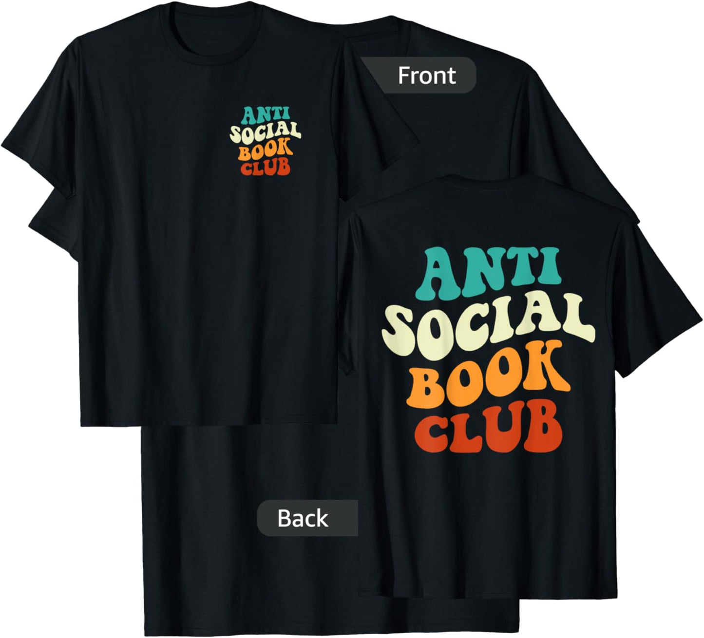 Anti Social Book Club Funny Apparel Retro Groovy T-Shirt - T-Shirt | Black