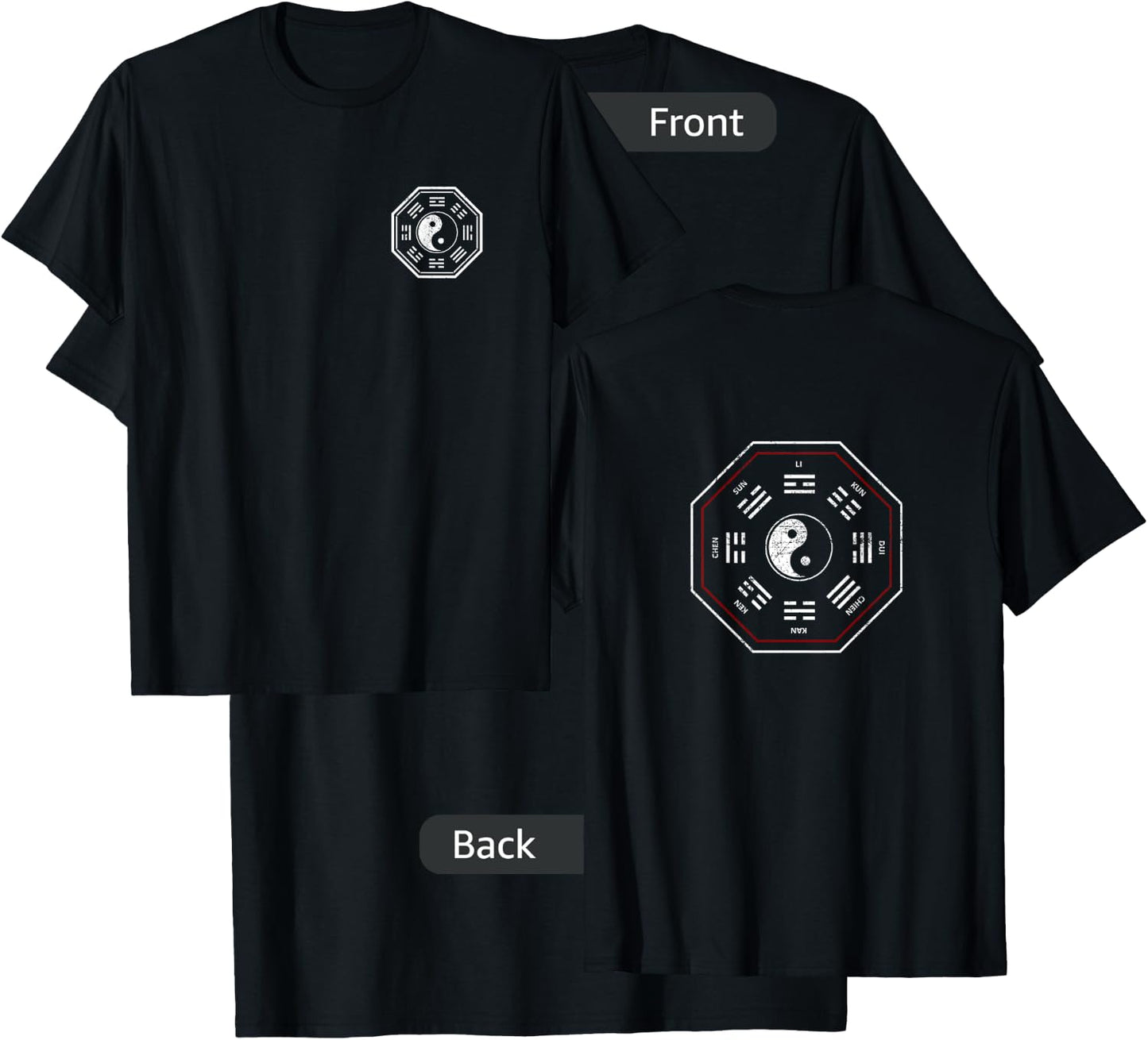 Kan & Li Bagua Yin Yang Tai Chi, Qi Gong, Tibetan Lotus T-Shirt - T-Shirt | Black