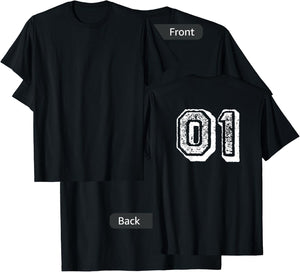 Number 01 Sports Jersey Player #01 1 Fan BACK PRINT Vintage T-Shirt - T-Shirt | Black