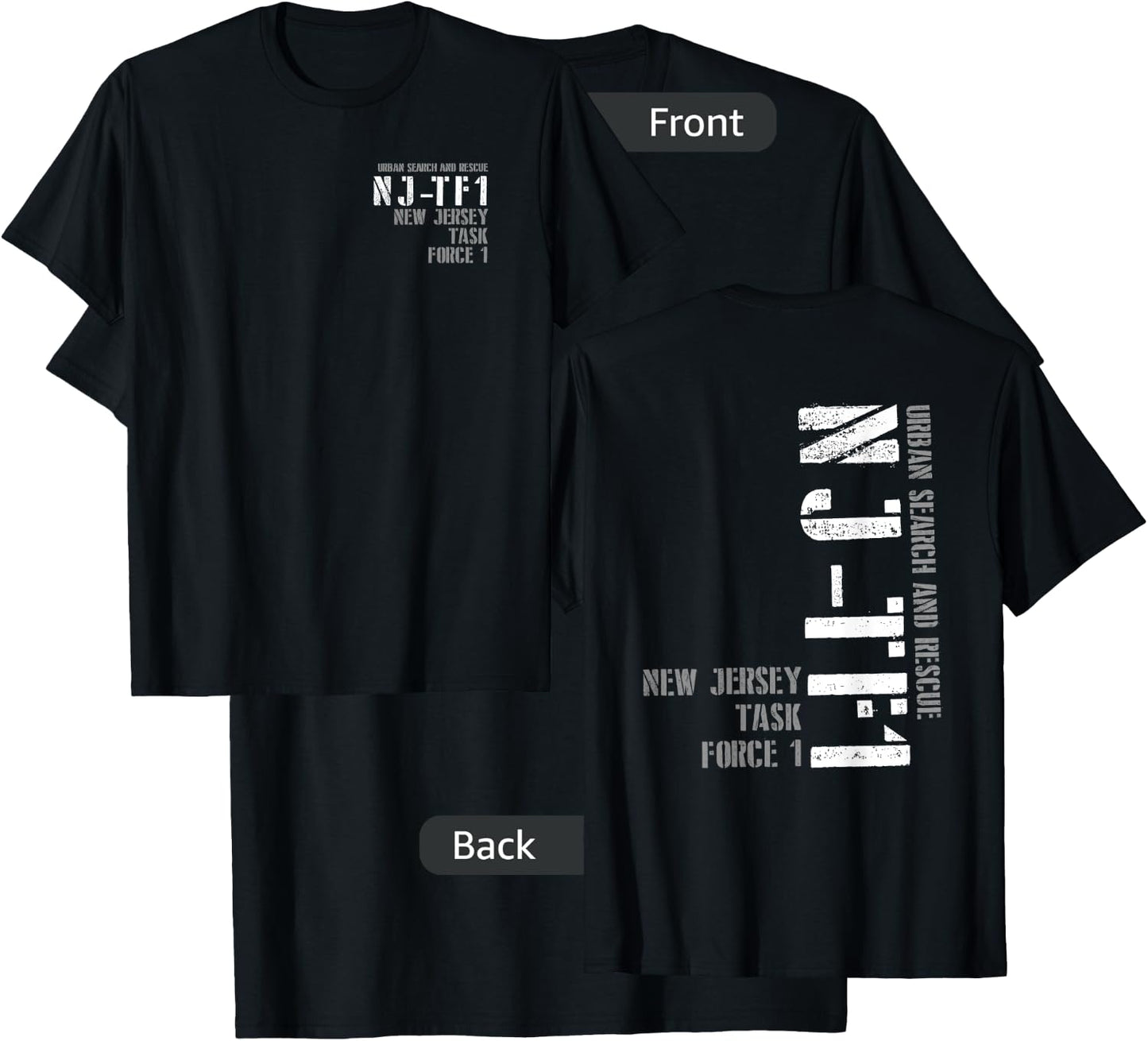 Urban Search & Rescue New Jersey Task Force 1 NJ-TF1 Duty T-Shirt - T-Shirt | Black
