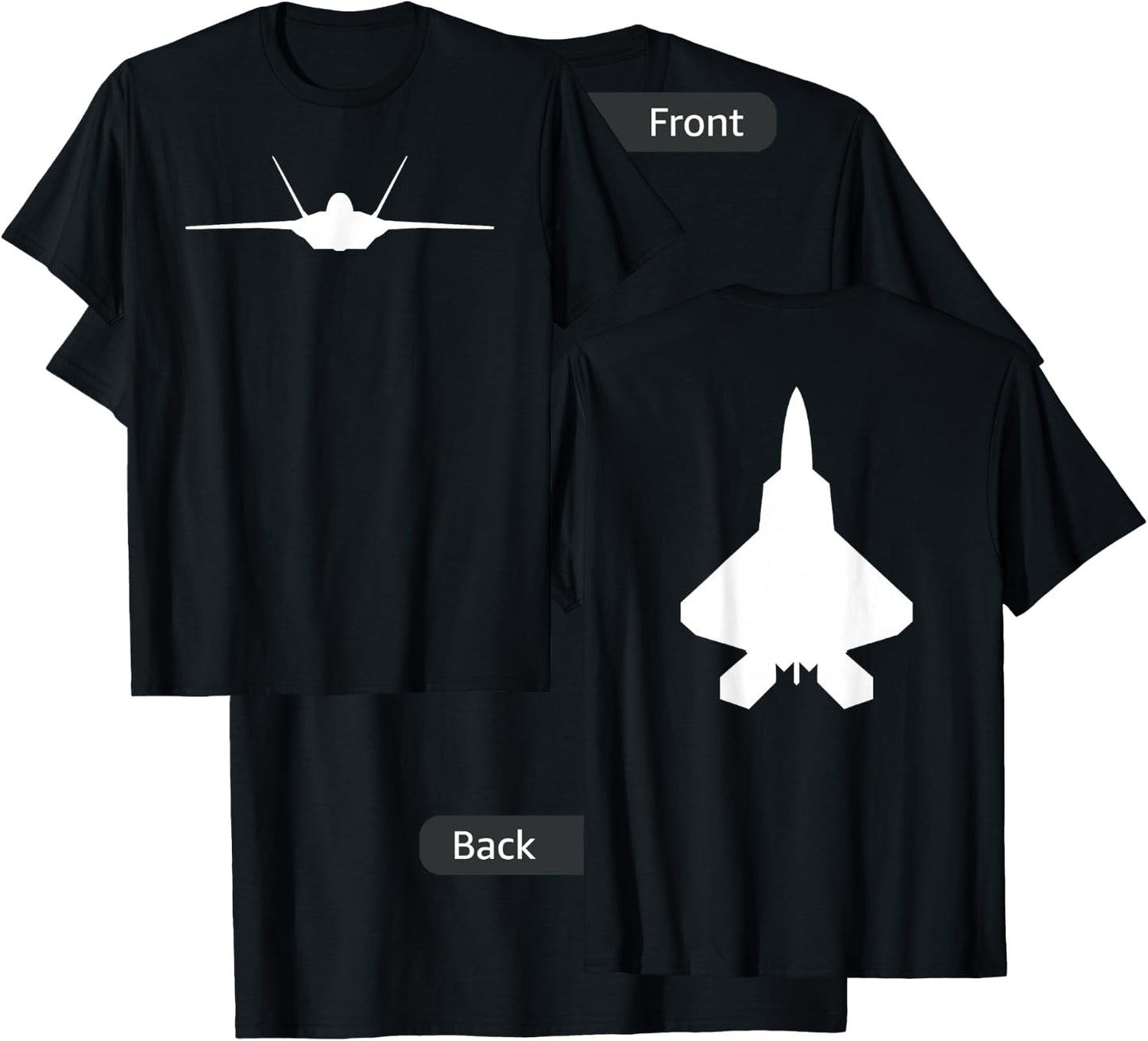 F 22 Raptor Fighter Jet Aircraft Silhouette T-Shirt - T-Shirt | Black