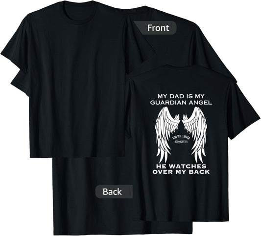 My Dad Is My Guardian Angel Wings T-Shirt - T-Shirt | Black