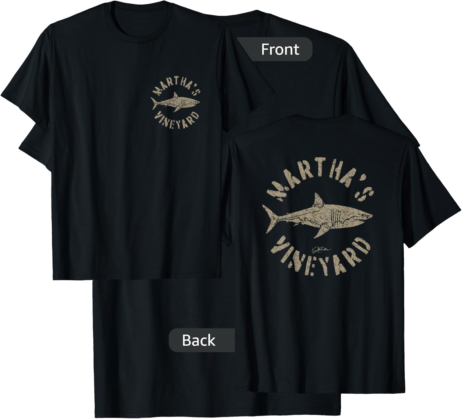 JCombs: Martha's Vineyard, MA, Great White Shark T-Shirt - T-Shirt | Black