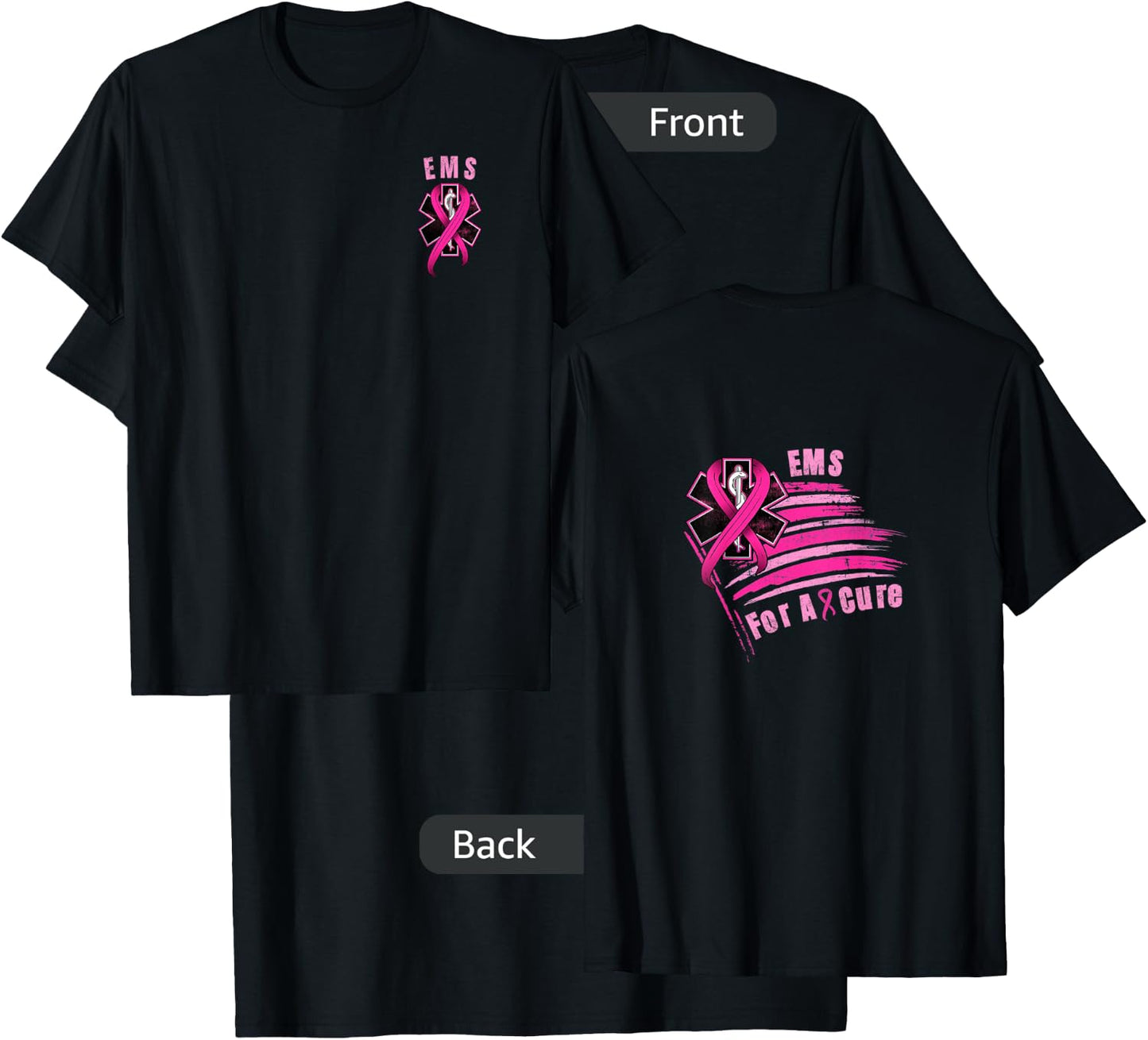 EMS for a cure, breast cancer awareness T-Shirt - T-Shirt | Black