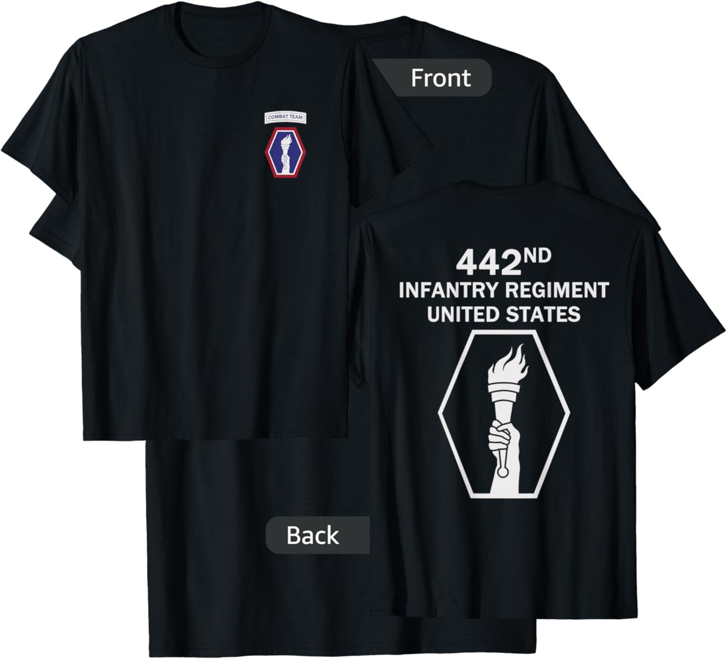 442nd Infantry US Military Combat Infantryman WWII Veteran T-Shirt - T-Shirt | Black