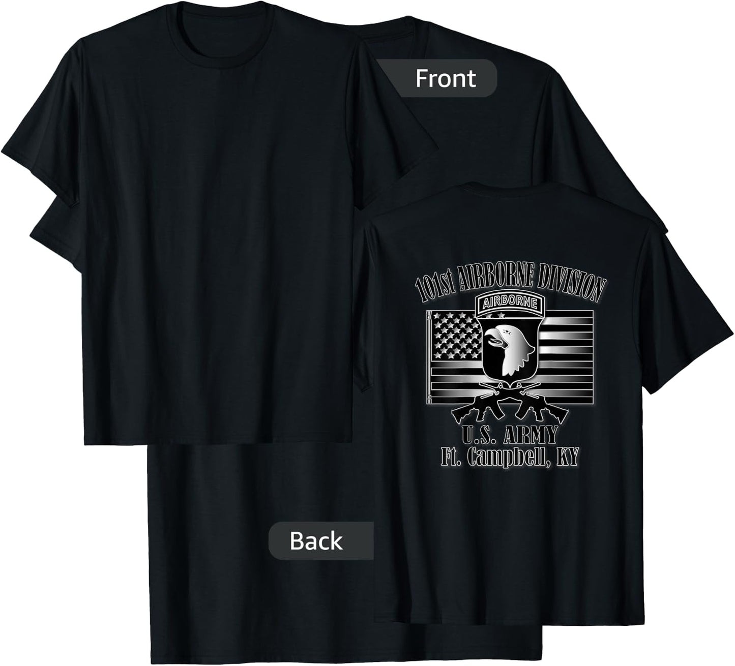 101st Airborne Division (Back Design) T-Shirt - T-Shirt | Black