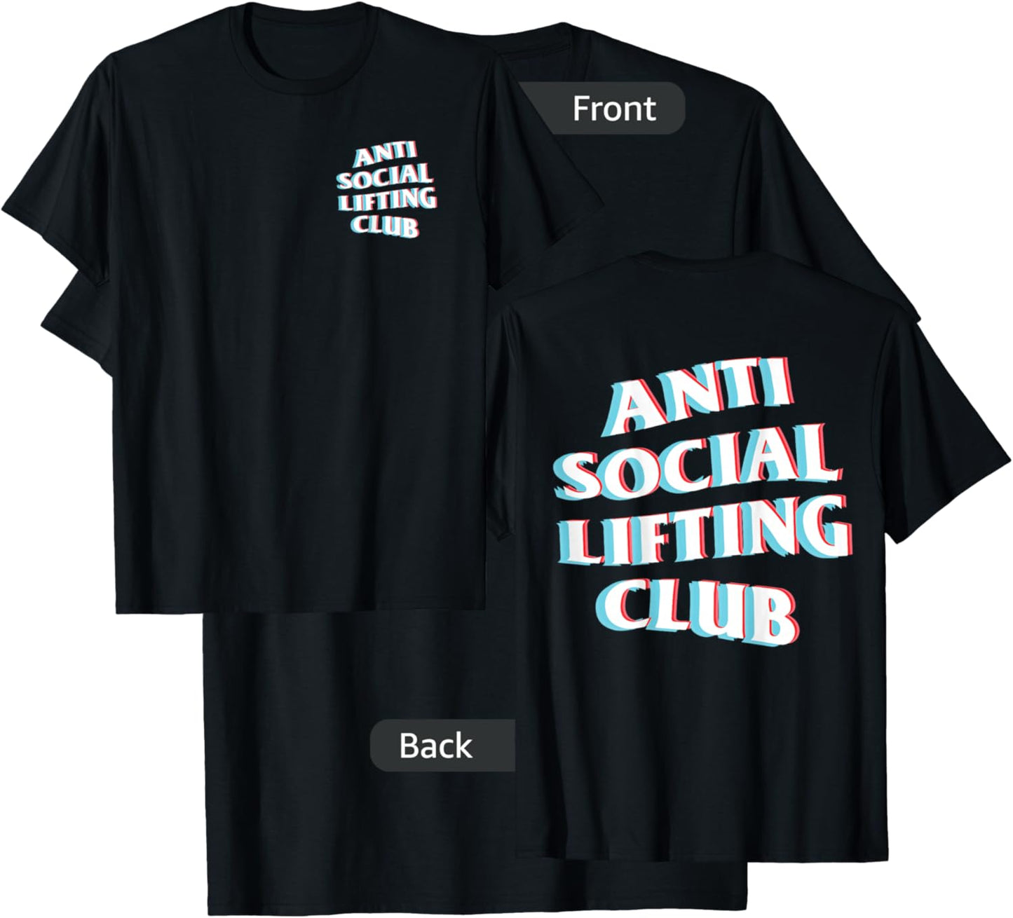 Anti Social Lifting Club: Focus Trippy Blurry (Front + Back) T-Shirt - T-Shirt | Black