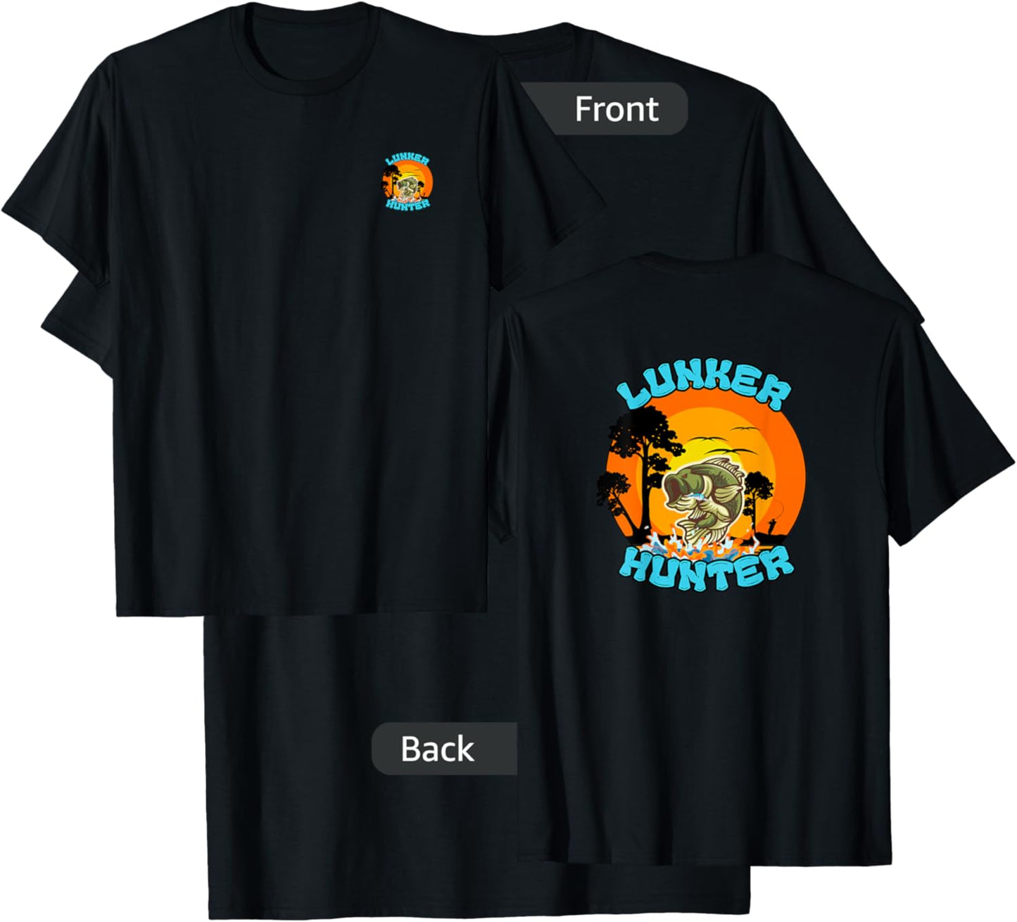 Bass Fishing Lunker Hunter Fisherman T-Shirt - T-Shirt | Black
