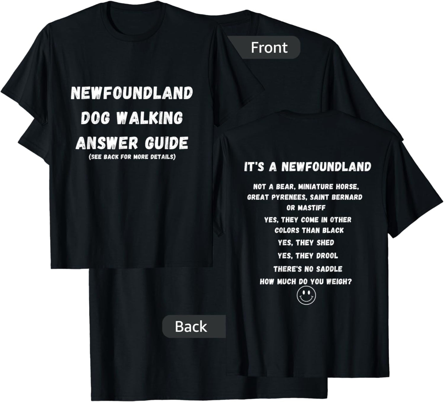 Funny Newfoundland Dog Walking Answer Guide T-Shirt - T-Shirt | Black