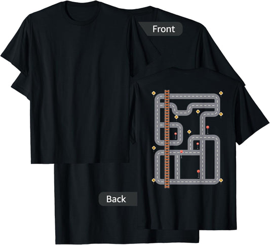 Cool Playmat Race Car Track On Back Dad race car Mat T-Shirt - T-Shirt | Black