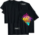 On Back - Retro 80s 90s Vaporwave Tropical Sunset Palm Trees T-Shirt - T-Shirt | Black