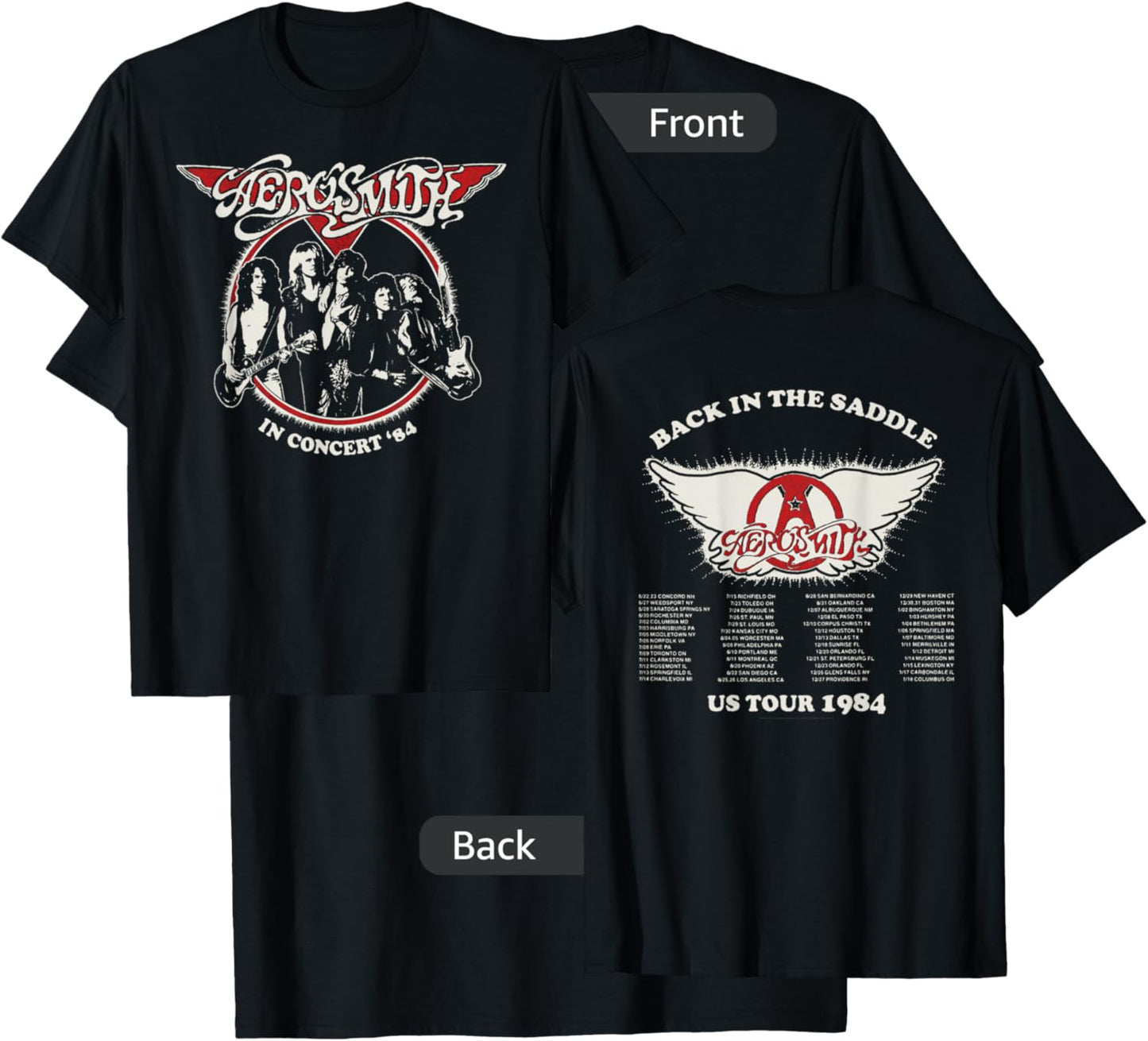 Aerosmith Amazon Exclusive - Back in The Saddle 1984 Tour T-Shirt - T-Shirt | Black