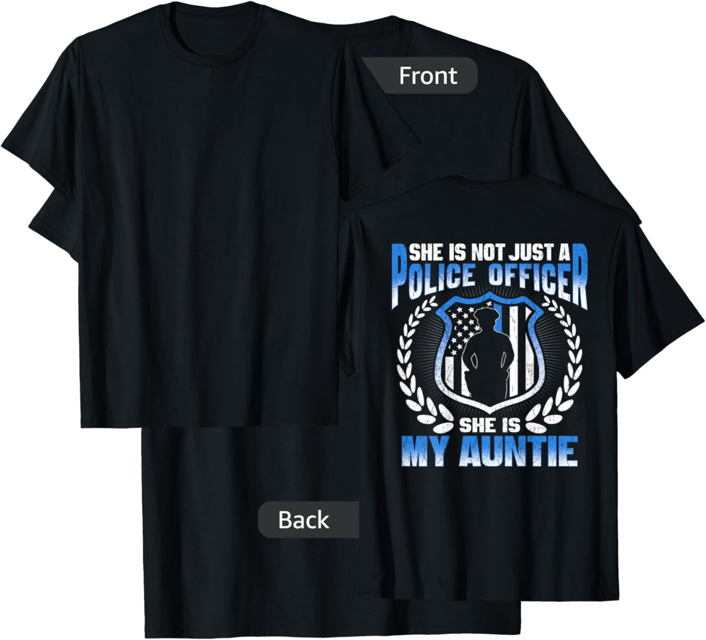 My Auntie Is A Police Officer - Proud Police Nephew Niece T-Shirt - T-Shirt | Black