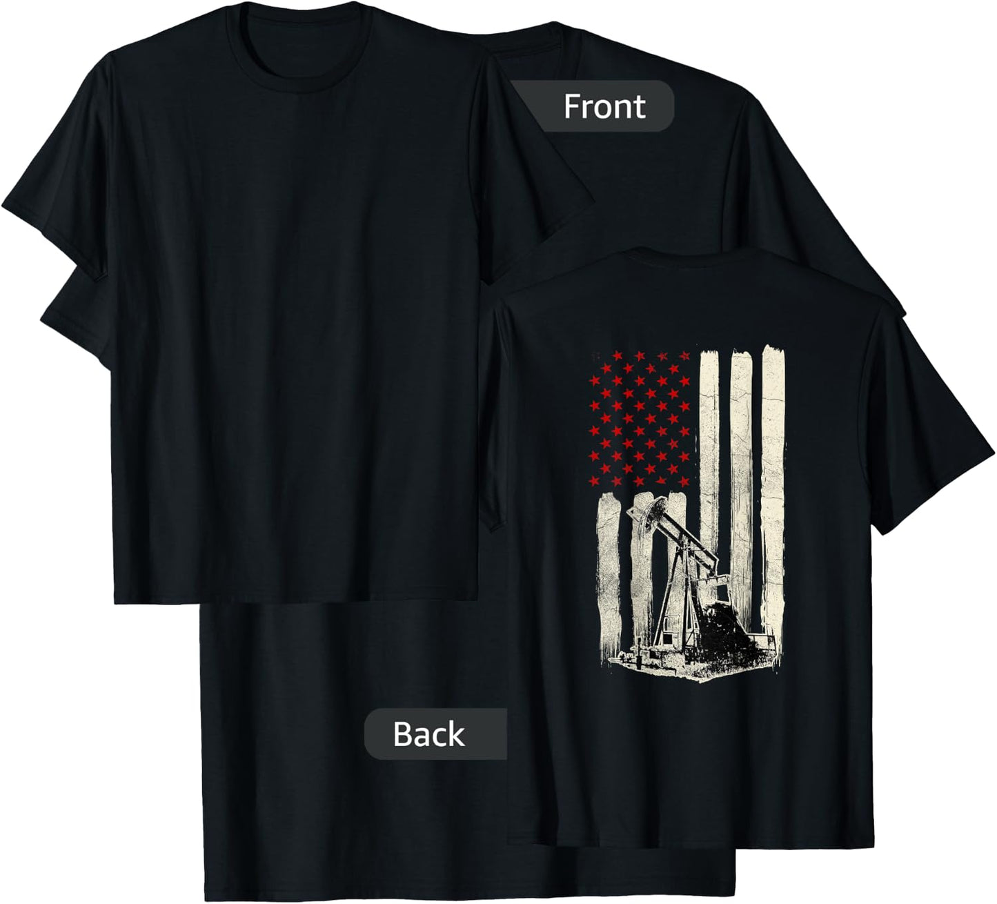 Oilfield Workers Oil Rig Roughneck Design On Back T-Shirt - T-Shirt | Black