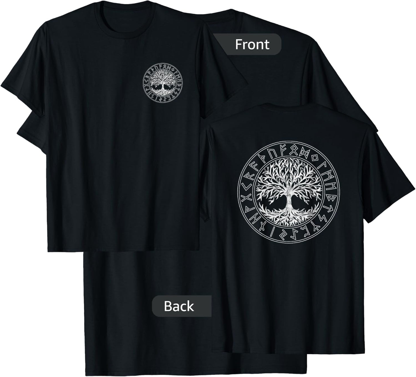 Tree of Life, Rune Circle, Celtic Tree of Life, Viking T-Shirt - T-Shirt | Black