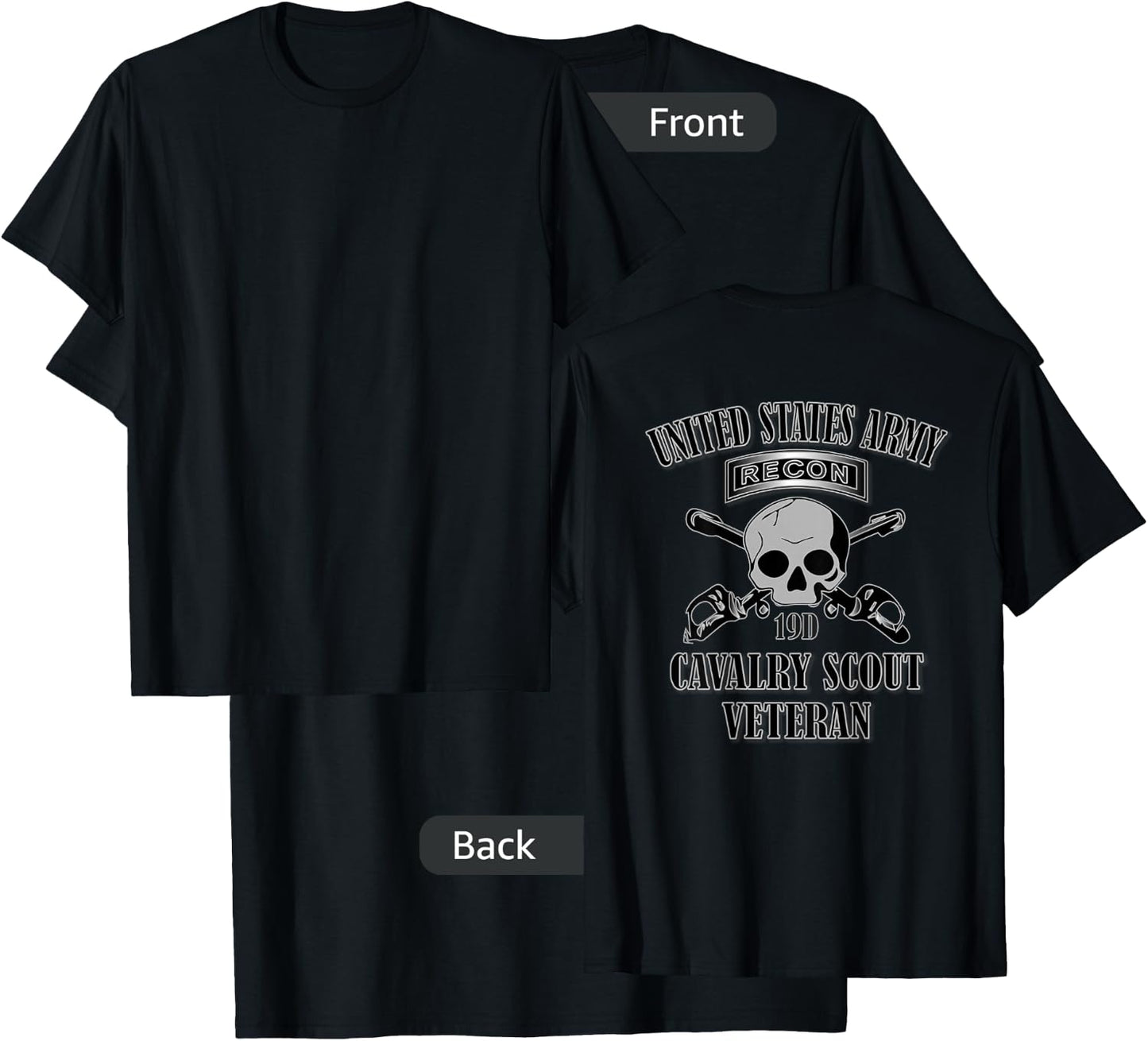 U.S. Army Cavalry Scout Veteran (Back Design) T-Shirt - T-Shirt | Black