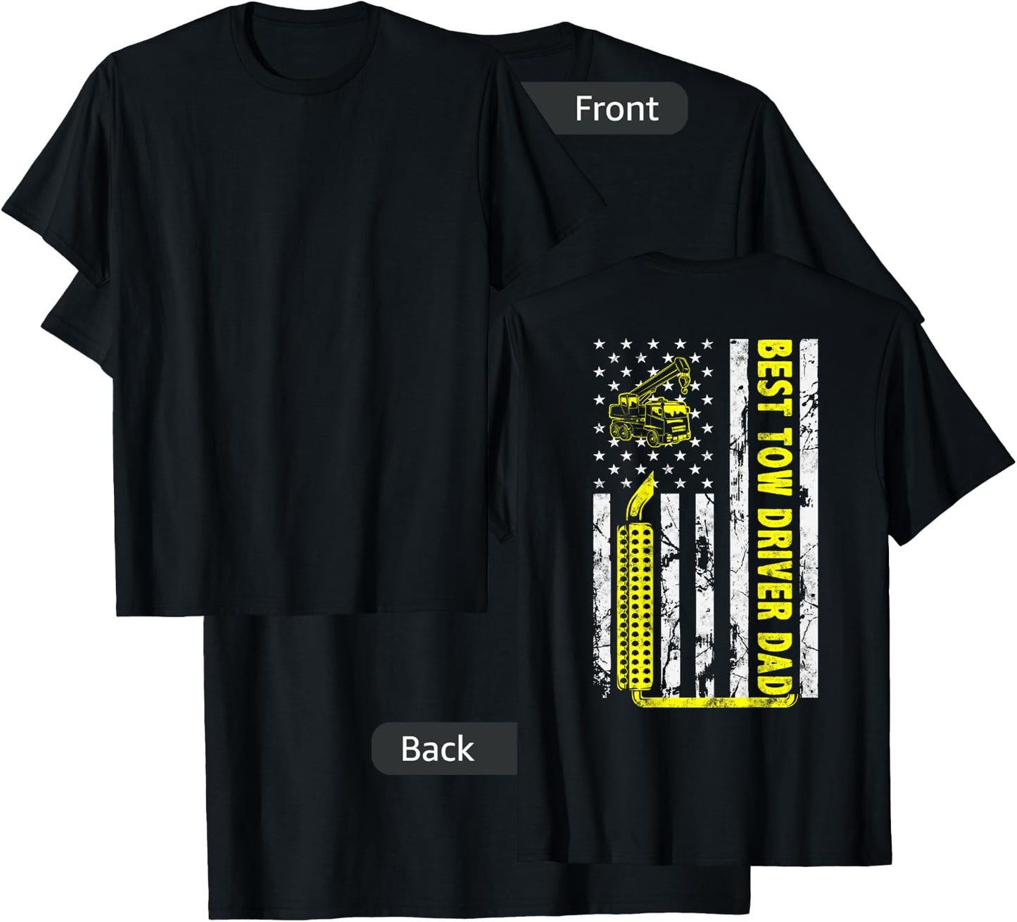 Best Tow Truck Driver Dad Ever American Flag gift Towing Dad T-Shirt - T-Shirt | Black