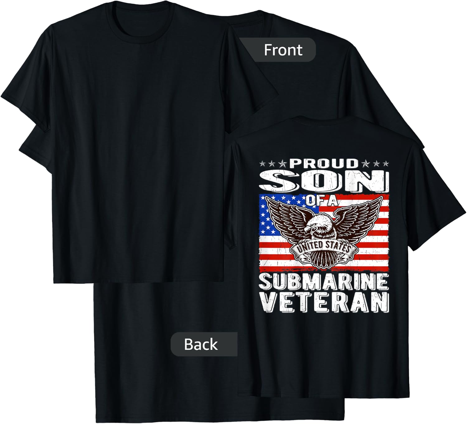 Proud Son Of US Submarine Veteran Patriotic Military Family Kids Men T-Shirt - T-Shirt | Black