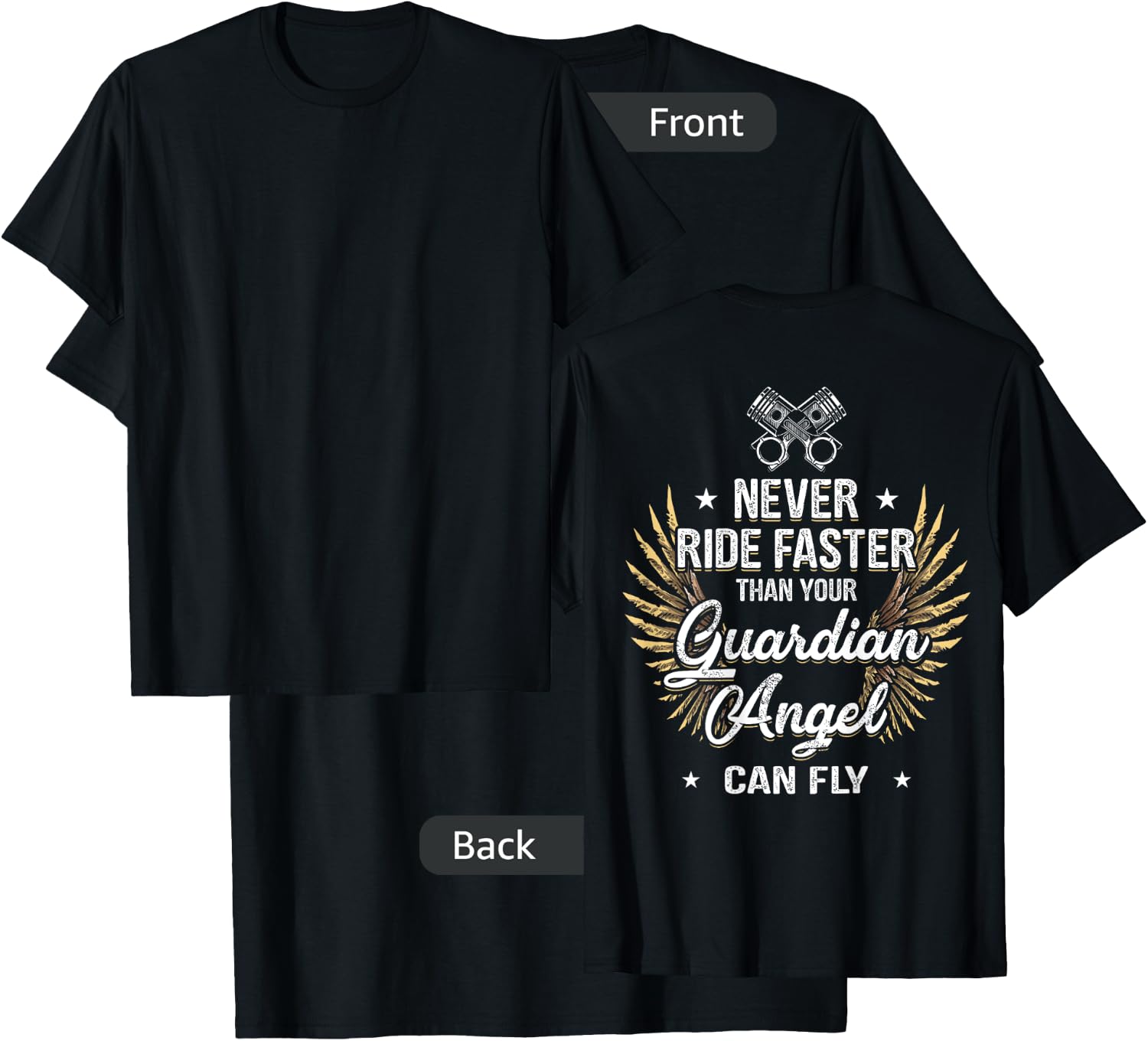 Motorcycle Biker Bell Guardian Angel Christian Biker Prayer T-Shirt - T-Shirt | Black