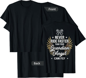 Motorcycle Biker Bell Guardian Angel Christian Biker Prayer T-Shirt - T-Shirt | Black