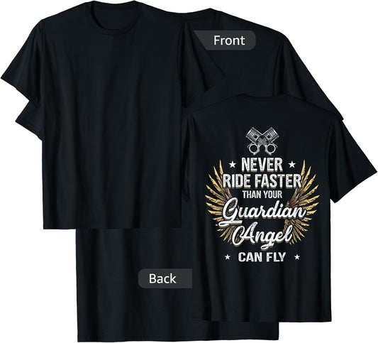 Motorcycle Biker Bell Guardian Angel Christian Biker Prayer T-Shirt - T-Shirt | Black
