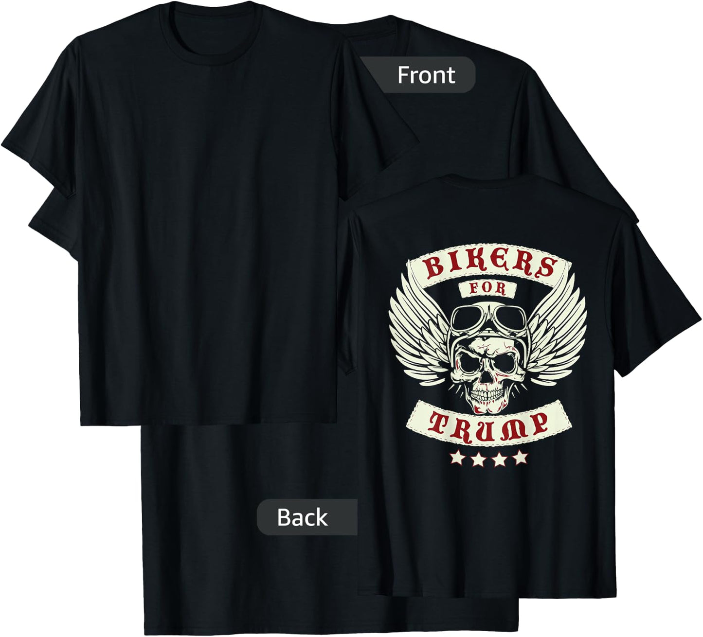 Bikers For Trump | Motorcycle Trump (Design on Back) T-Shirt - T-Shirt | Black