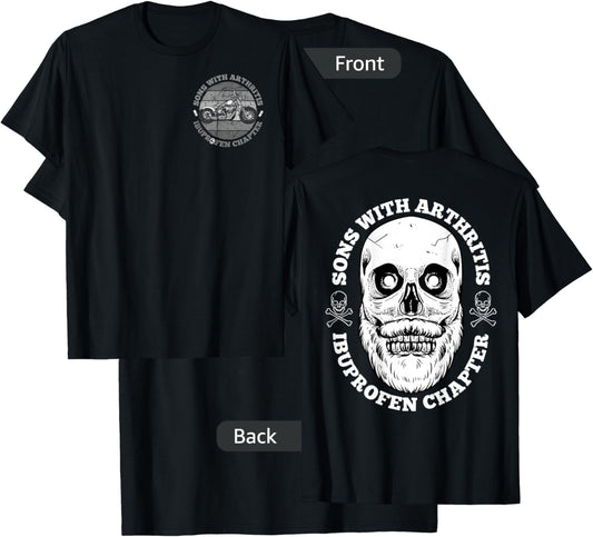 Sons With Arthritis 2 Sided Front Back Funny Retired Biker T-Shirt - T-Shirt | Black