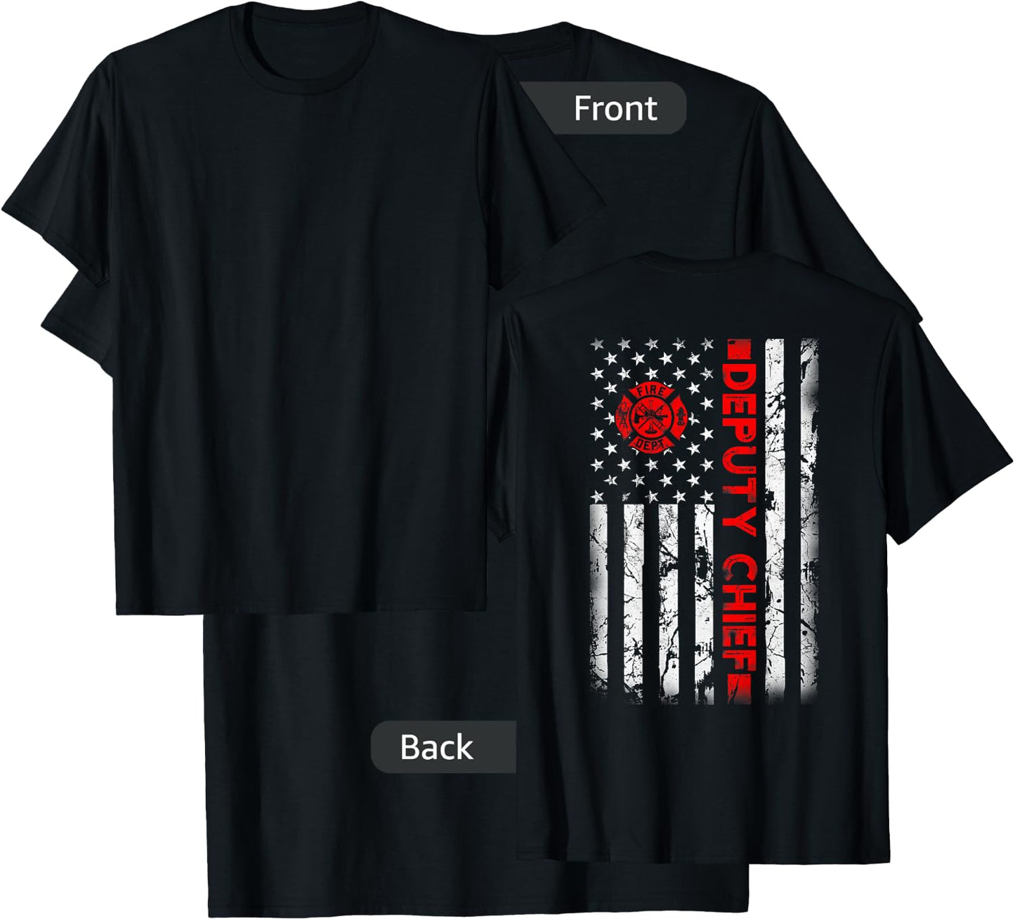 Firefighter USA flag gifts Patriotic Deputy Fire Chief T-Shirt - T-Shirt | Black